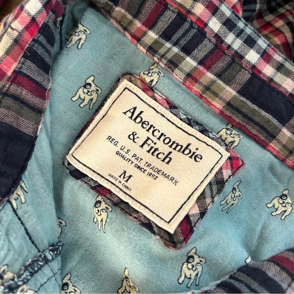 Abercrombie & Fitch Plaid Women’s Button Down Shirt - Navy and Red M - Picture 6 of 12